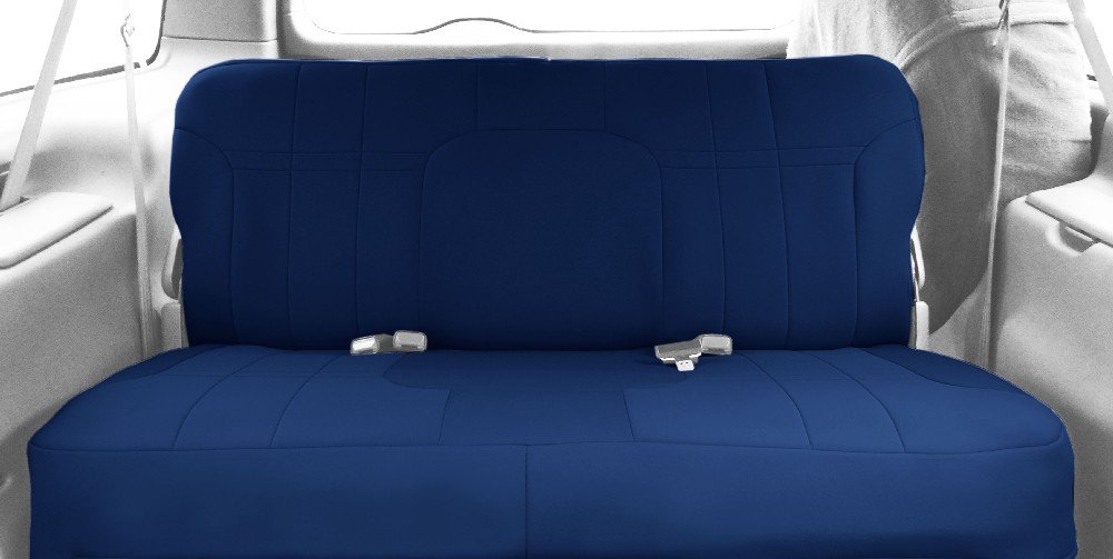 Premium NeoSupreme Seat Covers for 1999-2002 Ford F-250/F-350/F-450/F-550 Super Duty - Durable Rear Solid Bench Covers with Blue Insert & Trim | Perfect for Truck Upgrades, Off-Roading & Work Vehicles