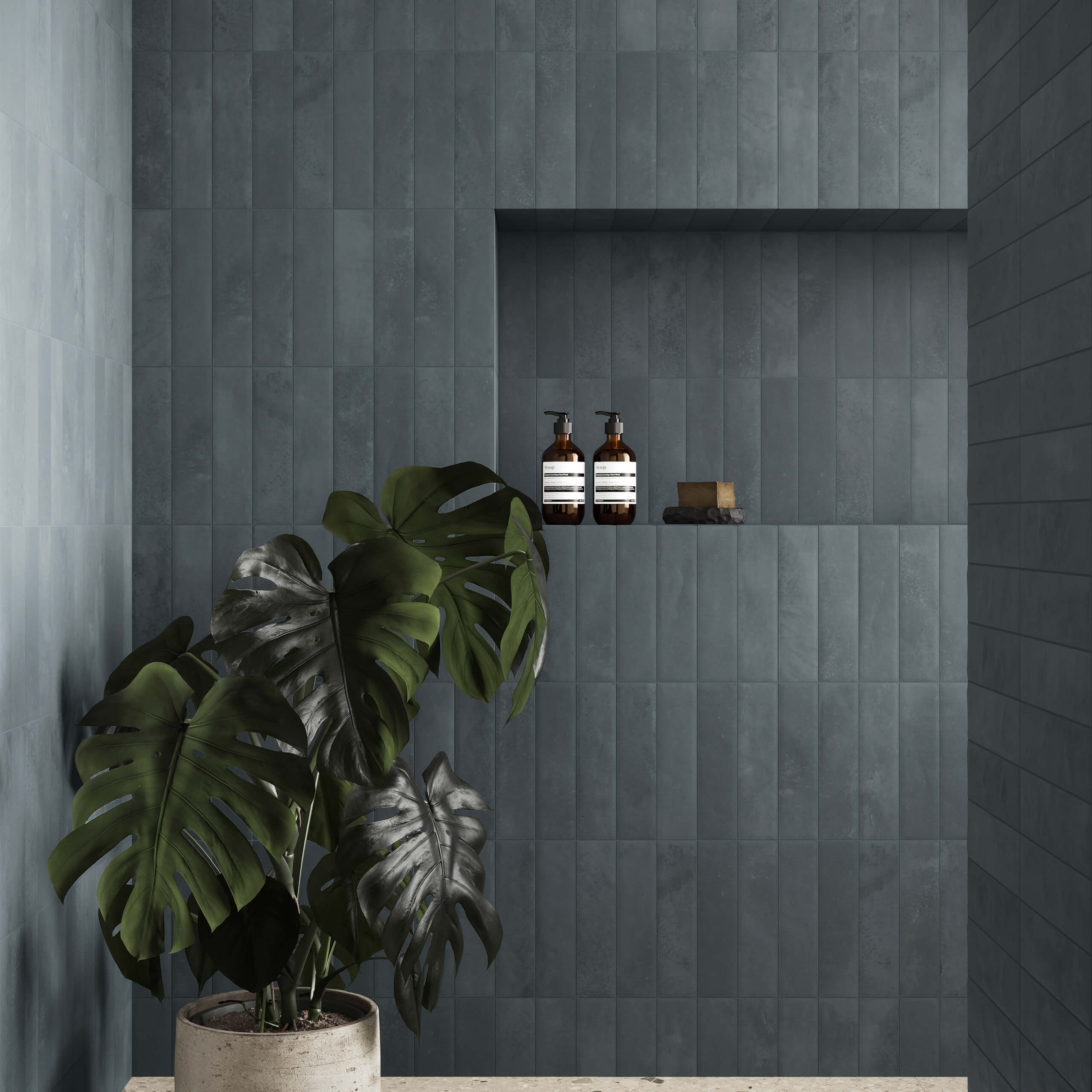 Miniature Ceramic Tile 60x240mm Matt Blue Notte - Perfect for Kitchen Backsplash, Bathroom Walls & Modern Interior Design