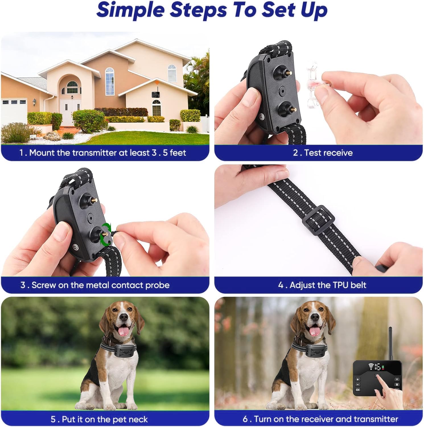 Wireless Dog Fence & Remote Training Collar - 2-in-1 Waterproof Rechargeable Containment System for Dogs | Perfect for Yard Safety & Obedience Training (1 Dog)