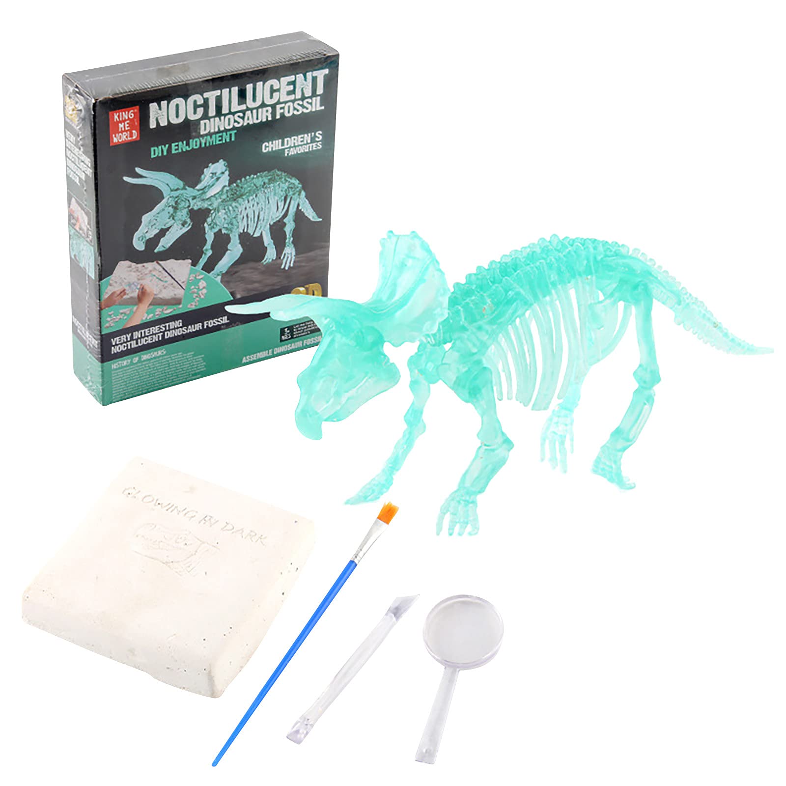 Dinosaur Digging Fossil Kit for Kids - Excavate & Glow-in-the-Dark Triceratops Skeleton - STEM Educational Archaeology Toy for Toddlers & Children - Perfect for Science Projects, Birthday Gifts & Classroom Activities