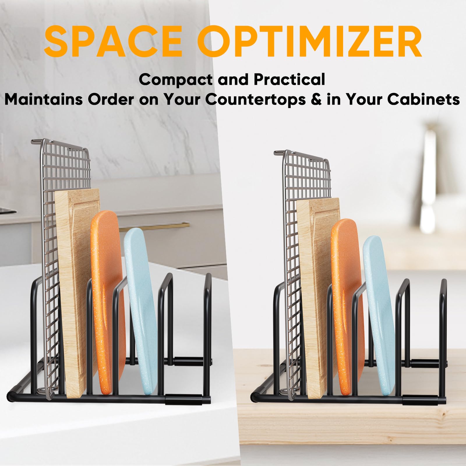 Premium Stainless Steel Cutting Board Holder - Space-Saving Kitchen Organizer for Cutting Boards, Baking Sheets & Cookie Pans | Cabinet & Pantry Storage Solution | Perfect for Small Kitchens, Countertop Organization & Tight Spaces | Ideal for Meal Prep, Baking & Everyday Cooking in Compact Kitchens | Maximize Kitchen Efficiency in Home, Restaurant or Dorm