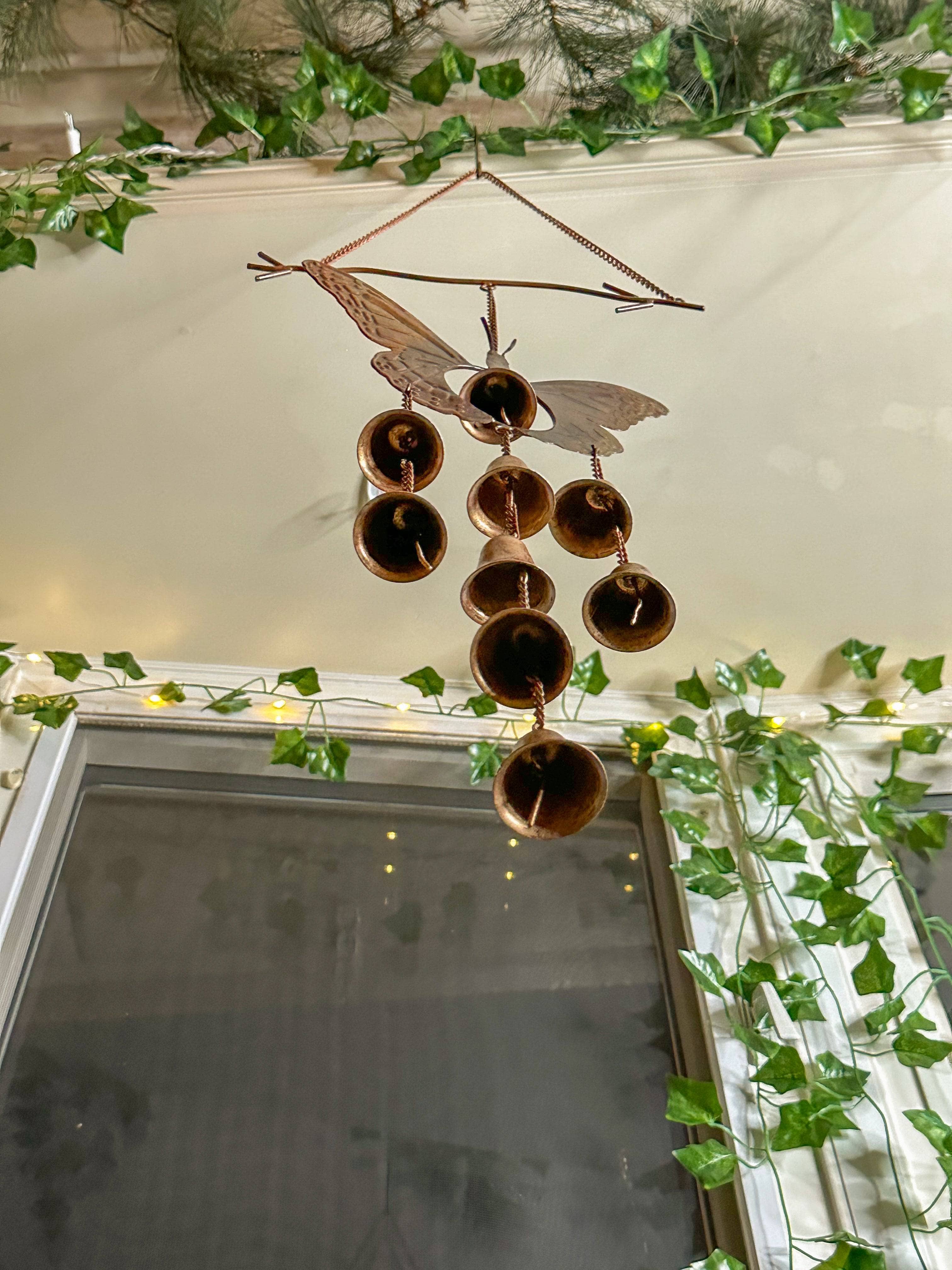 Butterfly Wind Chime with Bells - Outdoor Garden Decor, Patio Hanging Ornament for Relaxation & Feng Shui