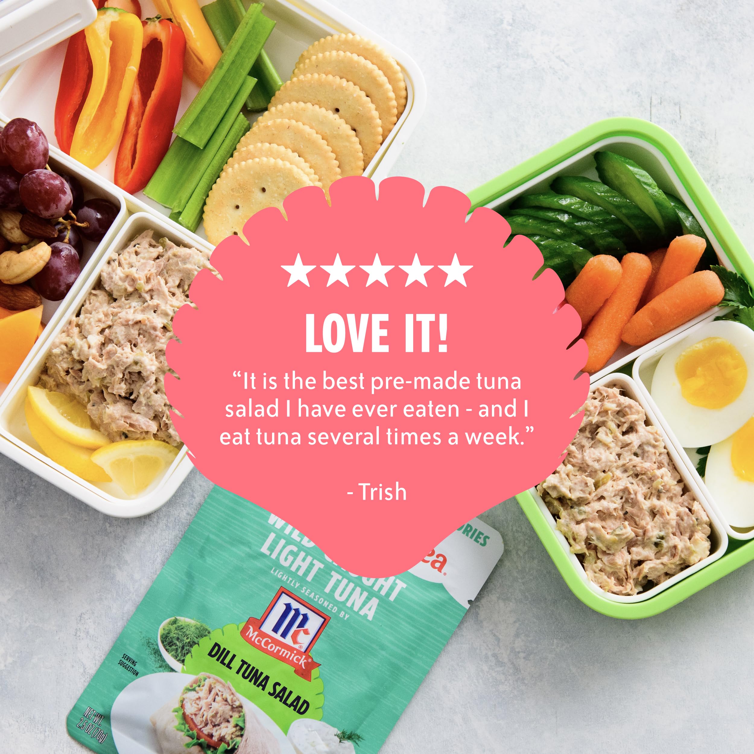 Wild Caught Light Tuna Packets - Chicken of the Sea, 2.5oz (12 Pack) | Lightly Seasoned Dill Tuna Salad | Perfect for Sandwiches, Salads & Healthy Snacks On-The-Go