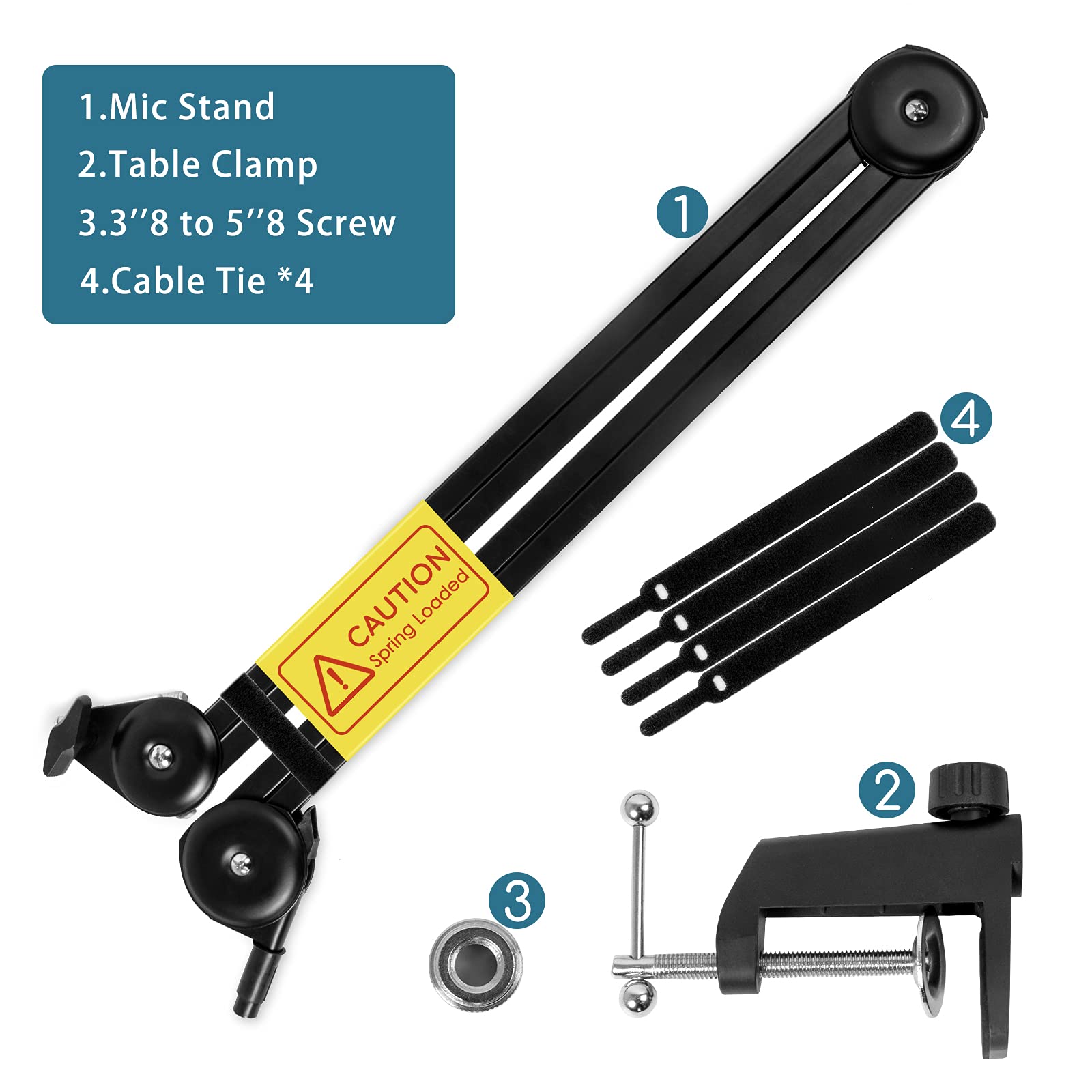 Adjustable Microphone Stand with Suspension Boom & Built-in Spring - Compact Scissor Mic Arm for Studio Recording, Podcasting, Streaming & Voice-Over (Perfect for Home Studios & Professional Broadcasts)