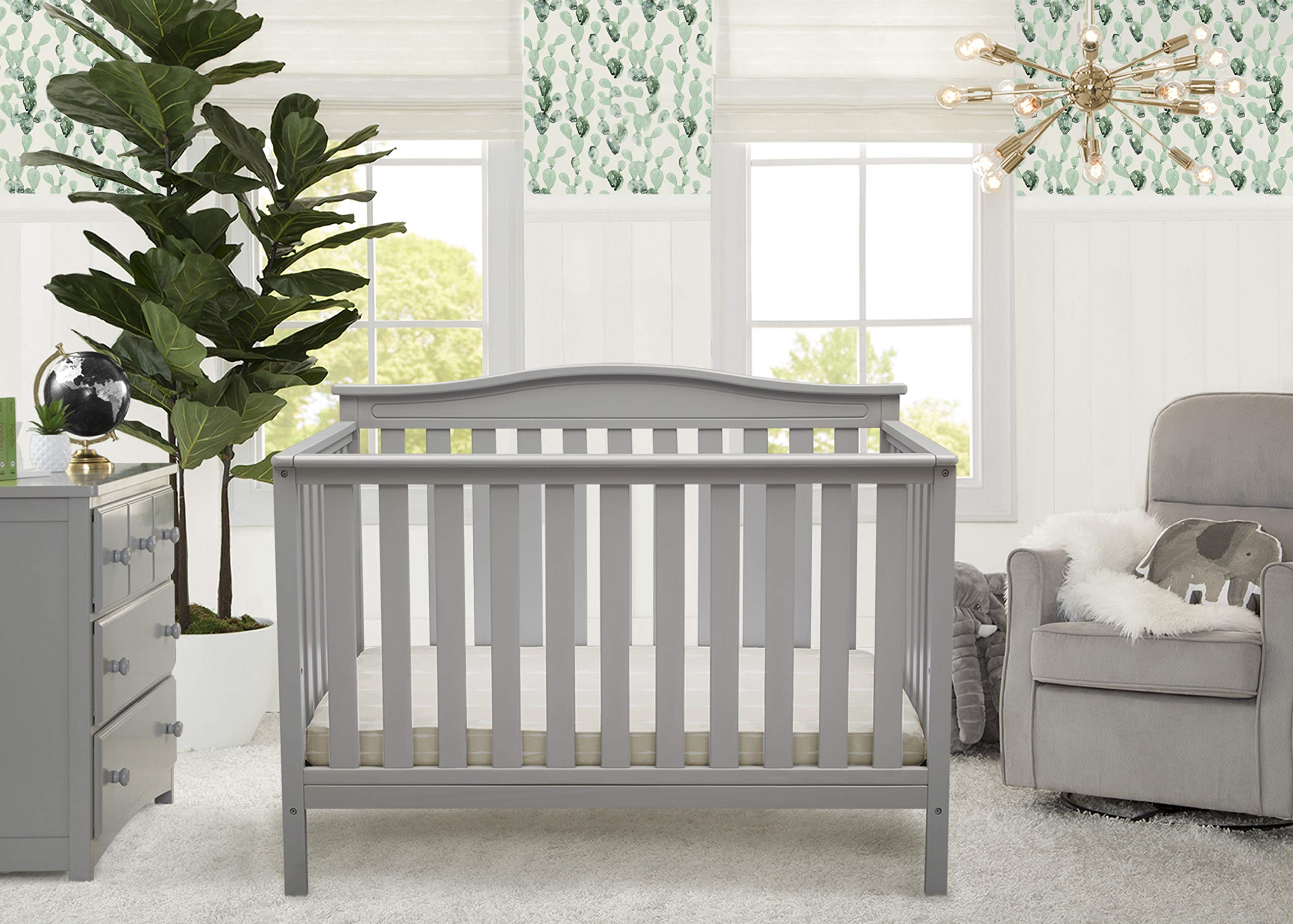 Delta Children Independence 4-in-1 Convertible Baby Crib - Grey | Toddler Bed & Daybed Conversion | Safe & Stylish Nursery Furniture for Newborns to Teens | Perfect for Small Spaces & Modern Nurseries