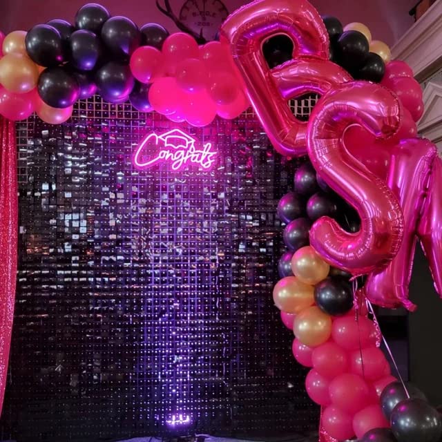 Pink Congrats Grad Neon Sign - 19.6 Inch LED Wall Decor for Graduation Party, Wedding & Home Decoration | Custom Neon Lights for Celebrations & Events