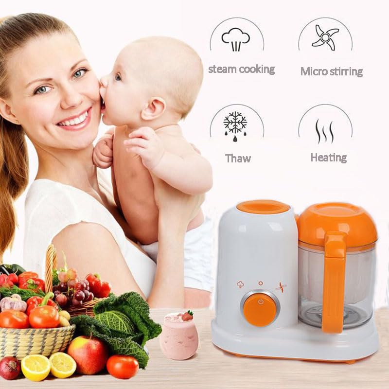 EEZD Baby Food Maker - 6-in-1 Multifunctional Infant Food Processor with Steamer, Blender, Puree Maker & Grinder | Easy to Use Toddler Cooking Machine | Perfect for Homemade Baby Purees, Smoothies & Healthy Snacks | Orange