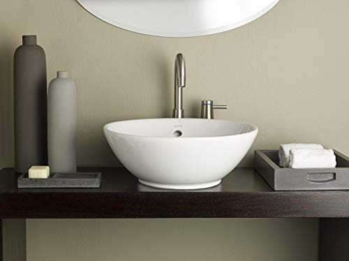 Cheviot Water Lily Vessel Sink - White Vitreous China Bathroom Sink for Modern Vanity & Powder Room Decor
