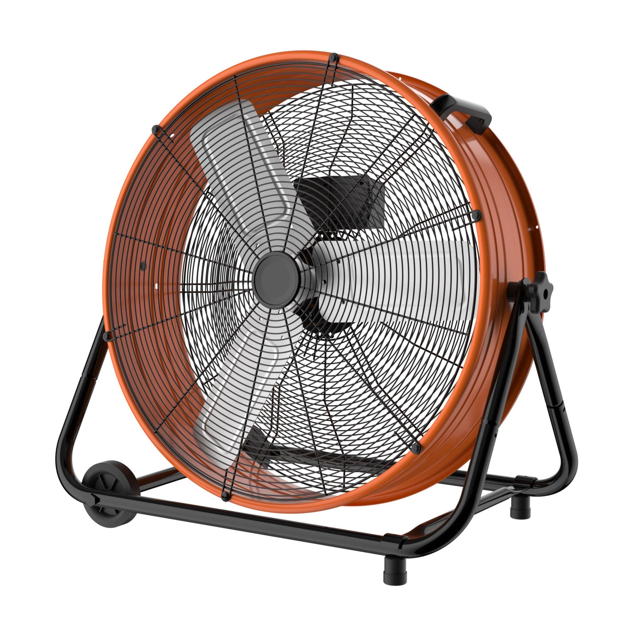 27.5 Inch 3-Speed High Velocity Industrial Drum Fan with Wheels - Powerful Cooling for Warehouses, Garages, Patios & Outdoor Events (Indoor/Outdoor Use)