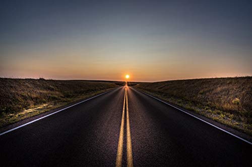 Baocicco 10x8ft Highway Backdrop Photography Background - Western America Road Trip Scenery with Dusk Nightfall View for Cowboy Party, Cycling Competition, Photo Booth (Suitable for Adults & Kids) - Perfect for Autumn Road Trip Themes, Western Decor, and Outdoor Adventure Photography