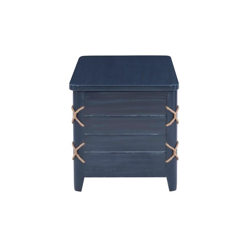BOWERY HILL Modern Wood Rope Cedar Lined Storage Chest - Blue Decorative Trunk for Bedroom, Living Room & Nursery Organization | Rustic Home Decor Storage Solution