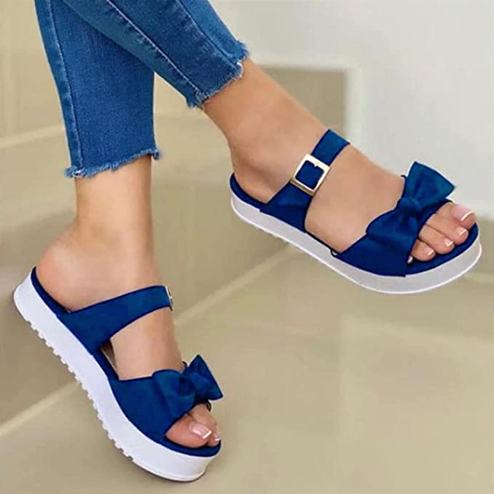 Women's Wedge Sandals - Open Toe Dressy Summer Platform Sandals with Buckle Ankle Strap | Comfortable Beach Wedges for Casual Outings & Summer Vacations