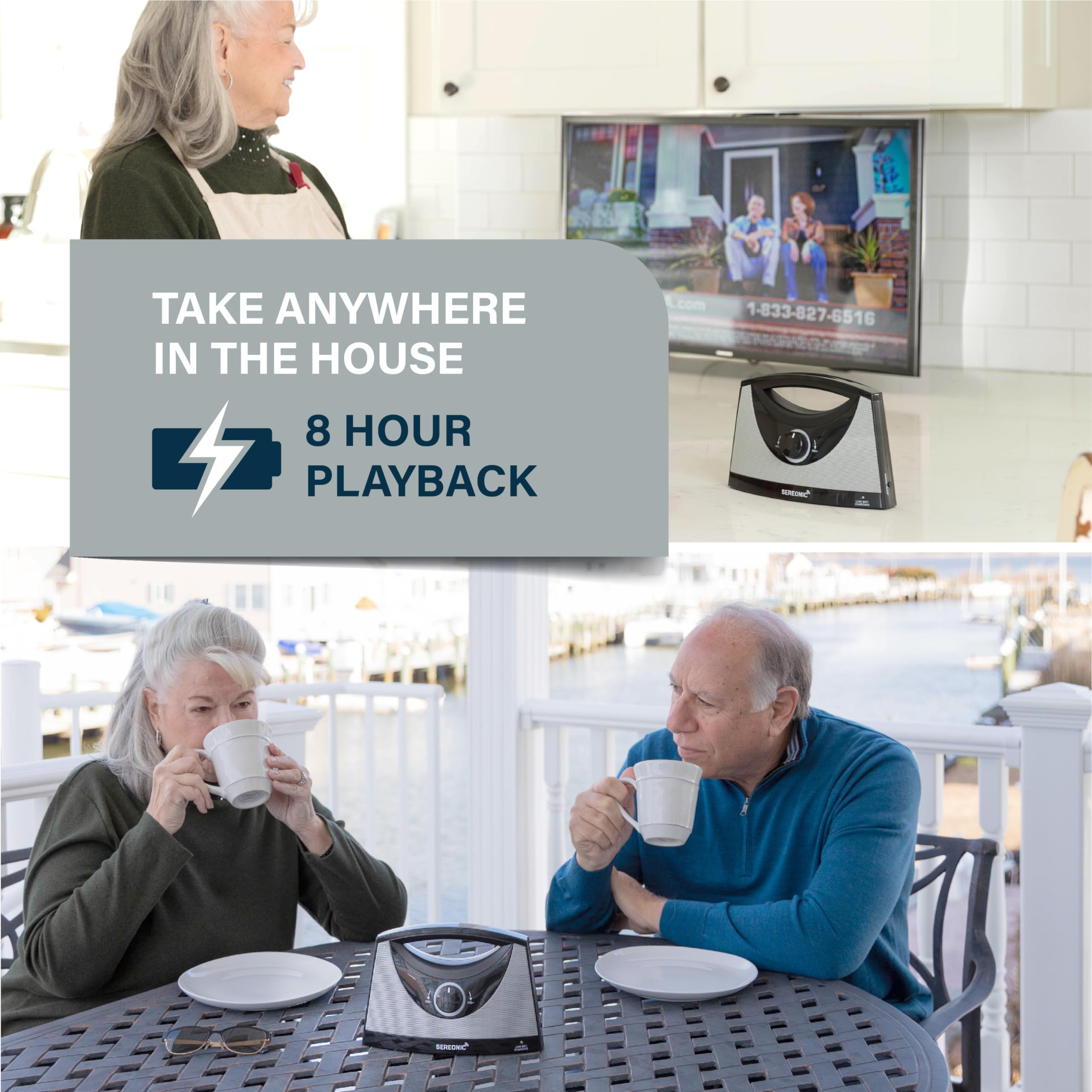 PRO Portable Wireless TV Speakers for Smart TVs - Clear Sound Without Blaring Volume, Ideal for Seniors & Hearing Impaired | Includes Extra Earbuds & Power Adapter | 100ft Range | Perfect for Home Theater, Bedroom & Assisted Living Facilities (Classic)