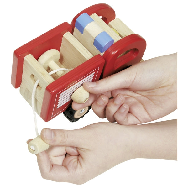 Goki Fire Brigade Toy Set - Wooden Fire Truck & Firefighter Playset for Kids - Pretend Play & Role Play for Preschoolers - Perfect for Birthday Gifts & Indoor Playtime