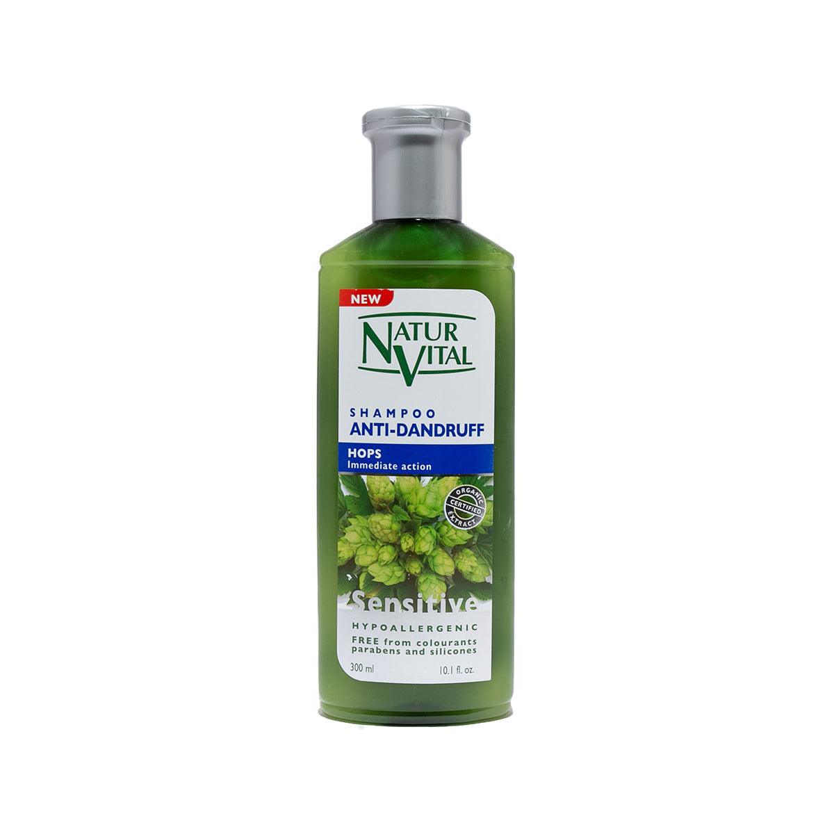 NATUR VITAL Hops Anti-Dandruff Shampoo for Dry Scalp & Itchy Hair - Gentle Cleansing for Healthy Hair Care at Home & Salon Use