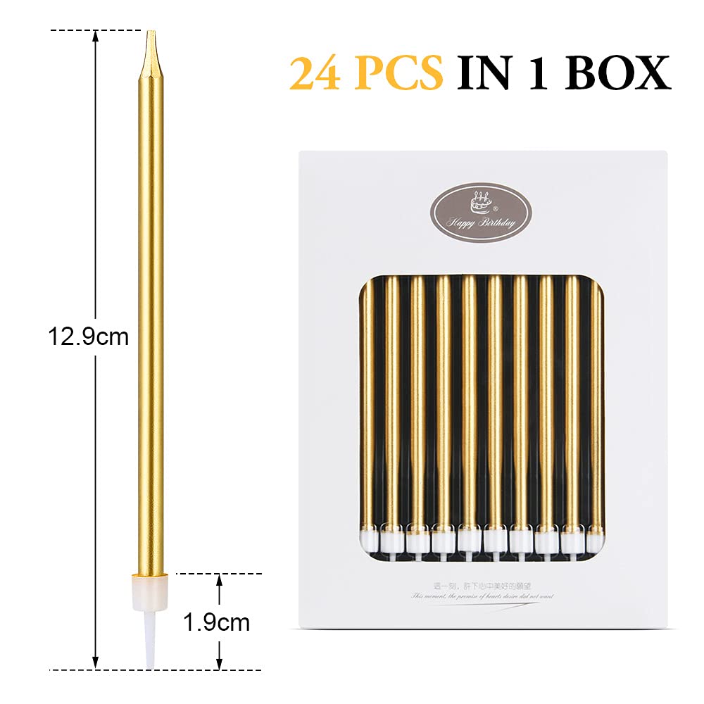 Golden Birthday Candles 24-Pack - 5.1