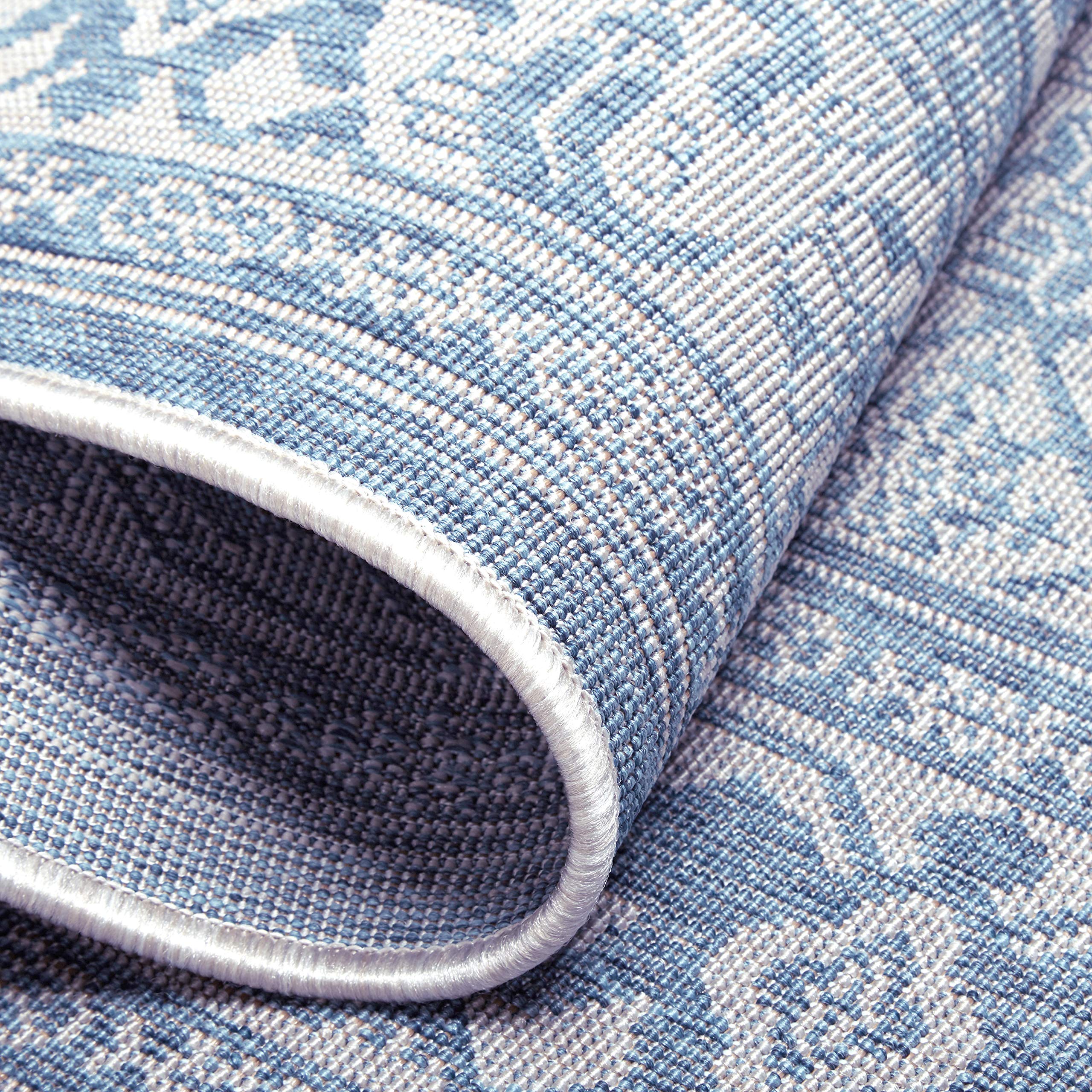 Nicole Miller New York Patio Country Dahlia Transitional Medallion Indoor/Outdoor Area Rug - Blue & Grey - 7'9