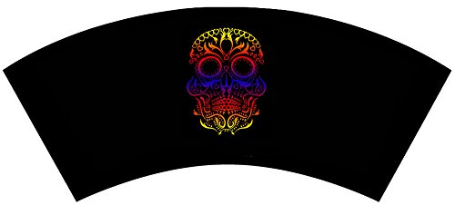 12-Oz Insulated Lowball Tumbler with Removable Wet Suit Cover - Colorful Sugar Skull Design - Perfect for Iced Coffee, Cocktails & Cold Drinks at Home or Office