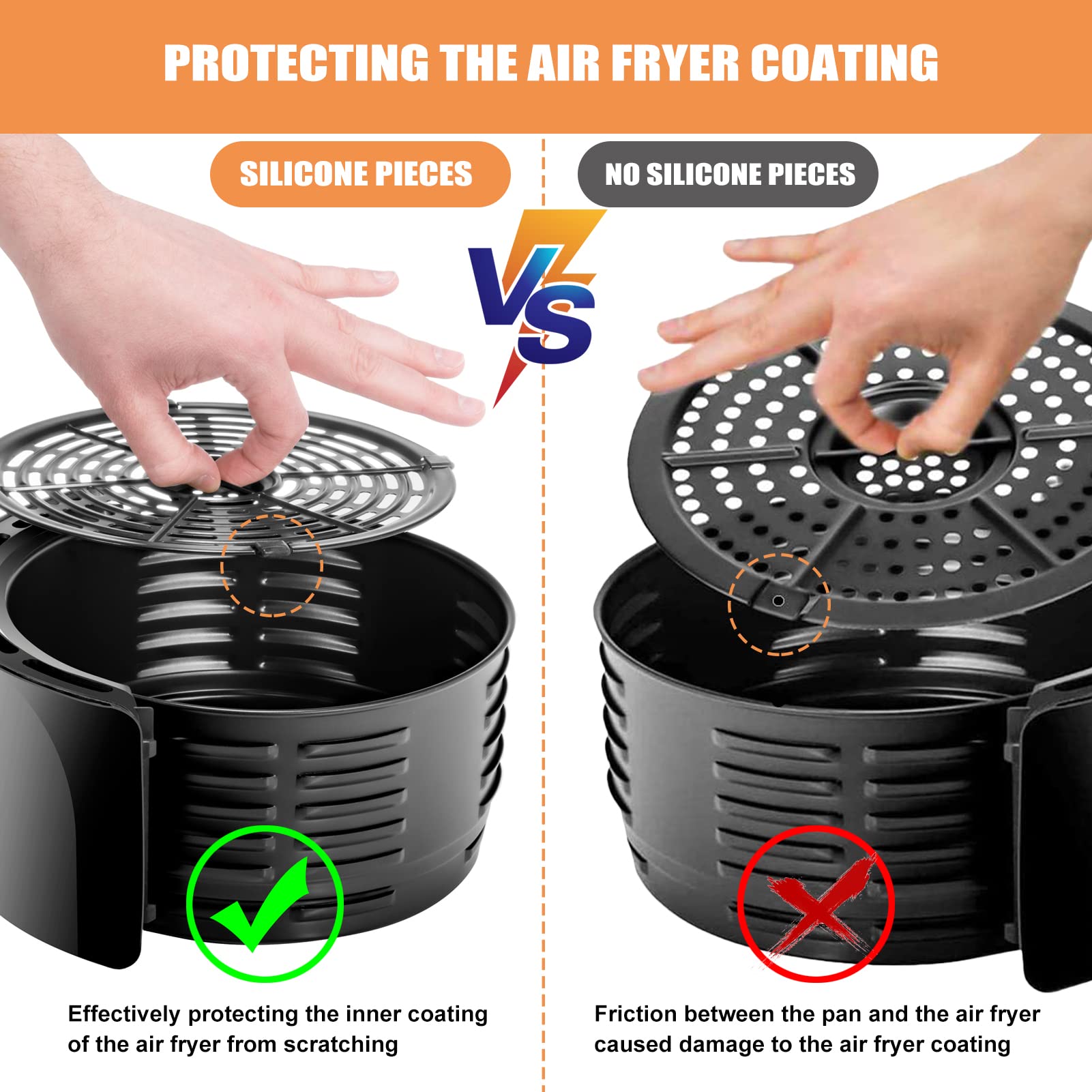 Premium Air Fryer Replacement Parts - 4 Pack Rubber Bumpers, Feet & Silicone Tips for Chefman Powel XL & Other Models | Non-Slip Accessories for Safe Cooking & Easy Tray Handling