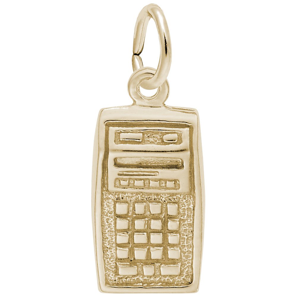 10K Yellow Gold Calculator Charm Pendant - Elegant Jewelry for Bracelets & Necklaces - Perfect Gift for Math Lovers, Graduates & Teachers