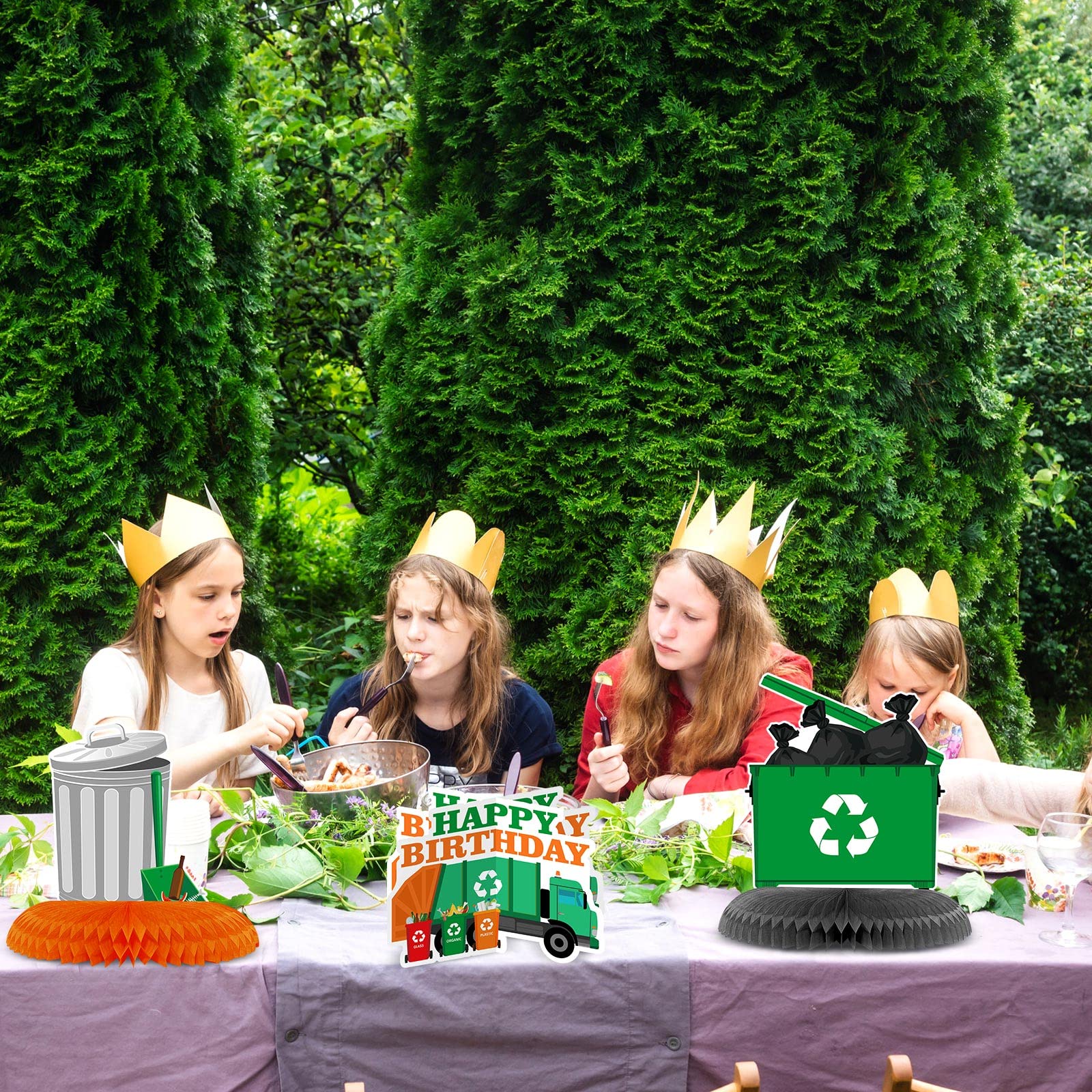 9-Piece Garbage Truck Birthday Party Supplies Set - Honeycomb Table Centerpieces, Trash Truck Table Toppers for Kids Birthday & Baby Shower Decorations - Perfect for Construction-Themed Parties, Toddler Celebrations, and Truck Lover Events