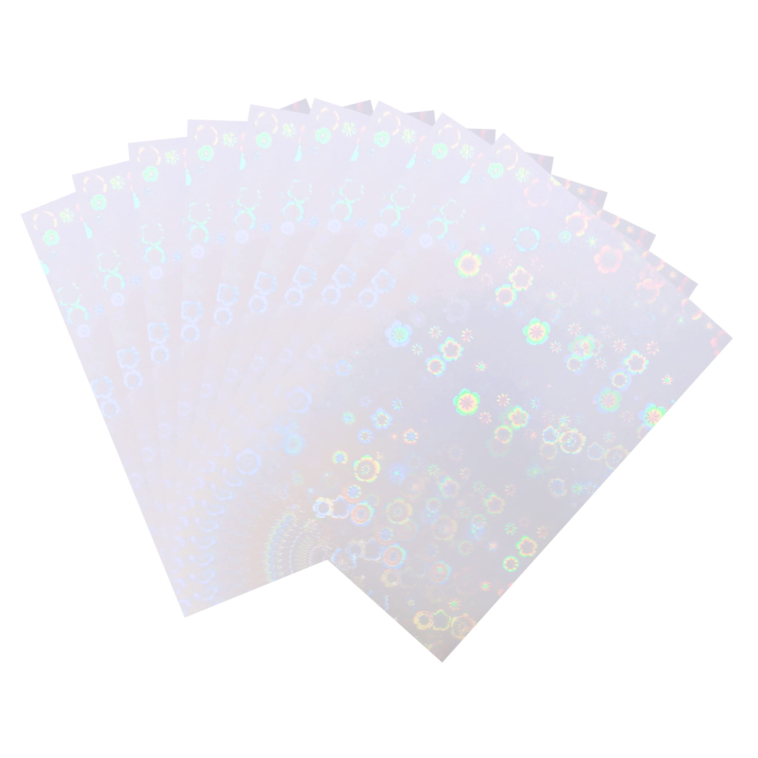 25 Sheets Holographic Clear Cherry Blossom Vinyl Sticker Paper - Self-Adhesive Waterproof Holographic Overlay Film A4 (11.7