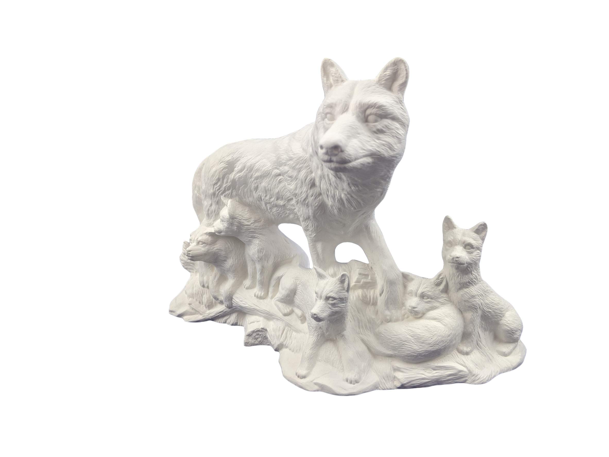 Wolf and Pups Ready-to-Paint Ceramic Bisque Kit - DIY Unpainted Ceramic Figurine Set for Kids & Adults - Perfect for Family Crafting, Home Decor, and Gift Giving
