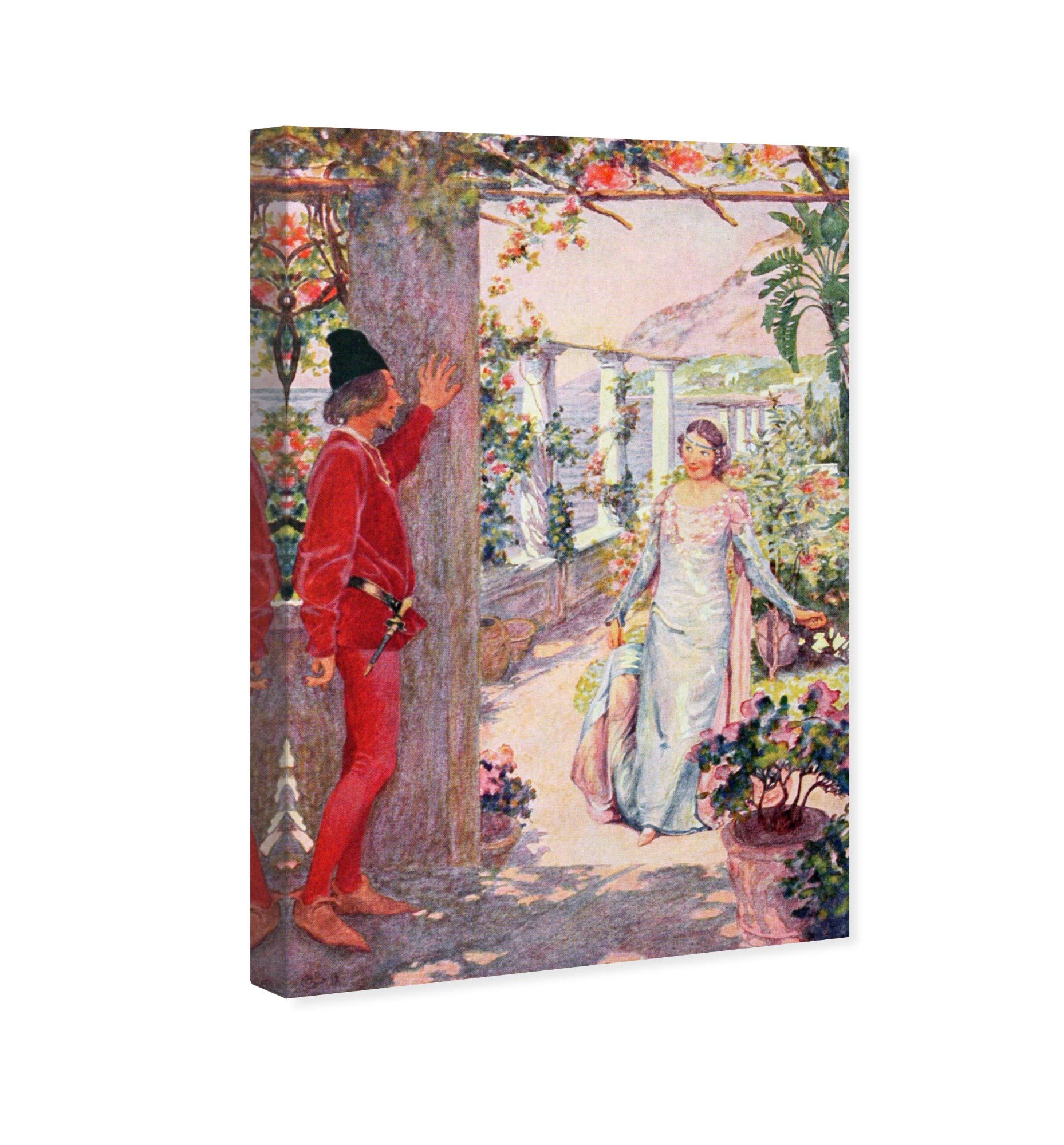 Oliver Gal Fantasy Wall Art Canvas Print - 'The Prince Waits for The Princess' Kids Room Decor, 30x45 Inch, Green & Red - Perfect for Nursery, Children's Bedroom & Playroom Wall Decor