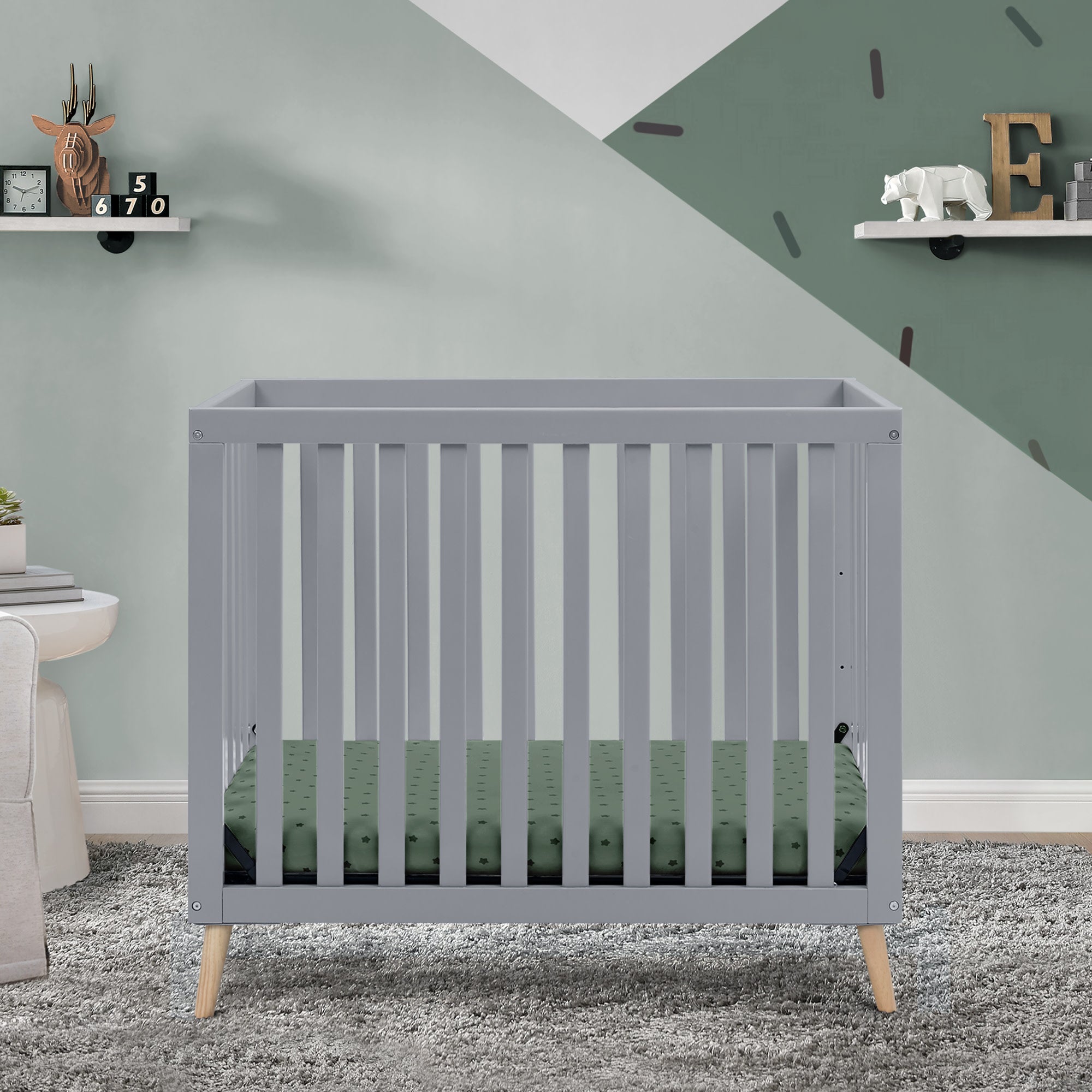 Essex Convertible Mini Baby Crib with 2.75 Inch Mattress - Portable Toddler Bed for Small Spaces, Nursery & Travel - Perfect for Newborns, Infants & Growing Toddlers