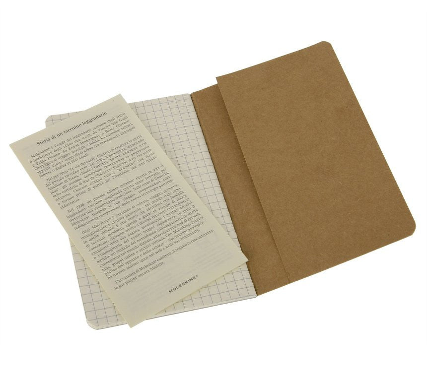Premium Moleskine Squared Cahier Journal Set of 3 - Lined Notebooks for Writing, Sketching & Note Taking - Perfect for Students, Artists & Professionals - Durable Kraft Paper Cover