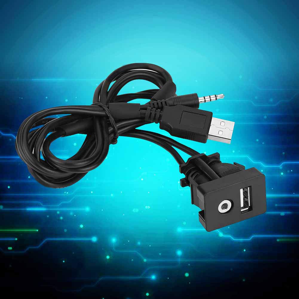 3.5mm AUX Extension Cable with USB Port - Car Audio Mounting Panel Jack for Seamless Music Playback | Perfect for Toyota, Honda, Ford & More Vehicles | Ideal for Dashboard Installation & Enhanced In-Car Entertainment