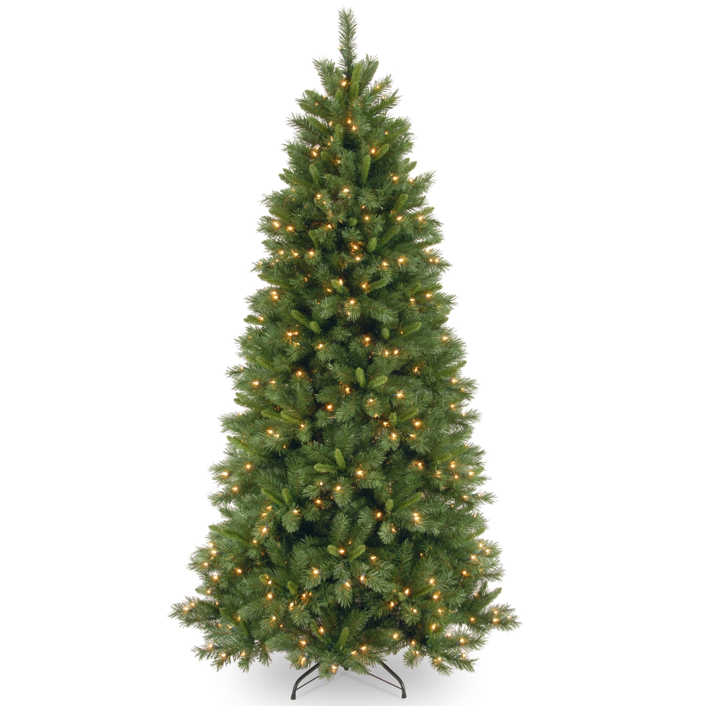 7.5 ft Pre-Lit Leigh Valley Slim Artificial Christmas Tree with Dual Color LED Lights - Perfect for Small Spaces, Apartments, and Holiday Decorations