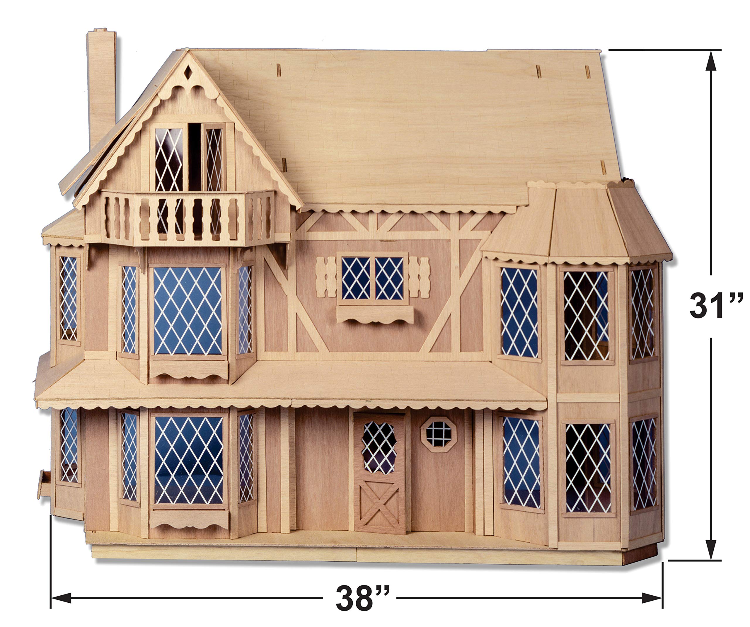 Greenleaf Harrison Dollhouse Kit - 1 Inch Scale Miniature House Model for Collectors & DIY Enthusiasts - Perfect for Home Decor, Gift Giving & Creative Play
