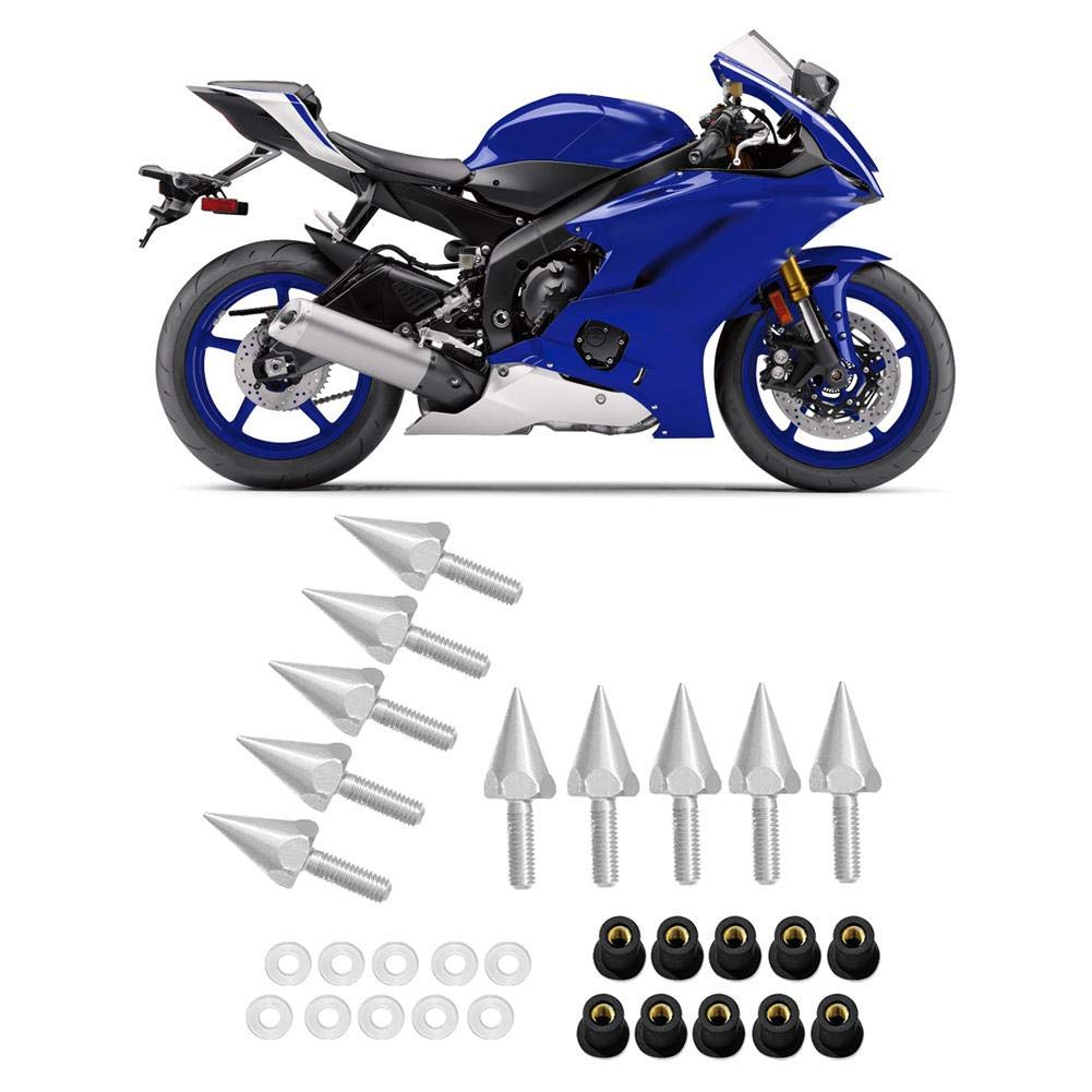 Universal M5 Motorcycle Wind Screen Bolts & Fairing Screw Kit - Silver Stainless Steel Spike Windshield Screws with Nuts - Perfect for Harley, Honda, Kawasaki, Yamaha Bikes & Scooters - Ideal for Windshield Installation, Fairing Repair & Custom Bike Modifications