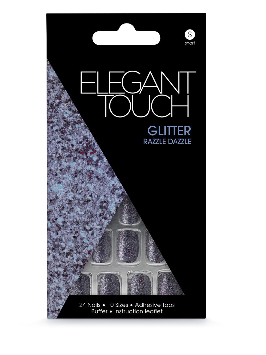 Elegant Glitter Press-On Nails Short Acrylic False Nails - Razzle Dazzle Design for Parties, Weddings & Special Occasions