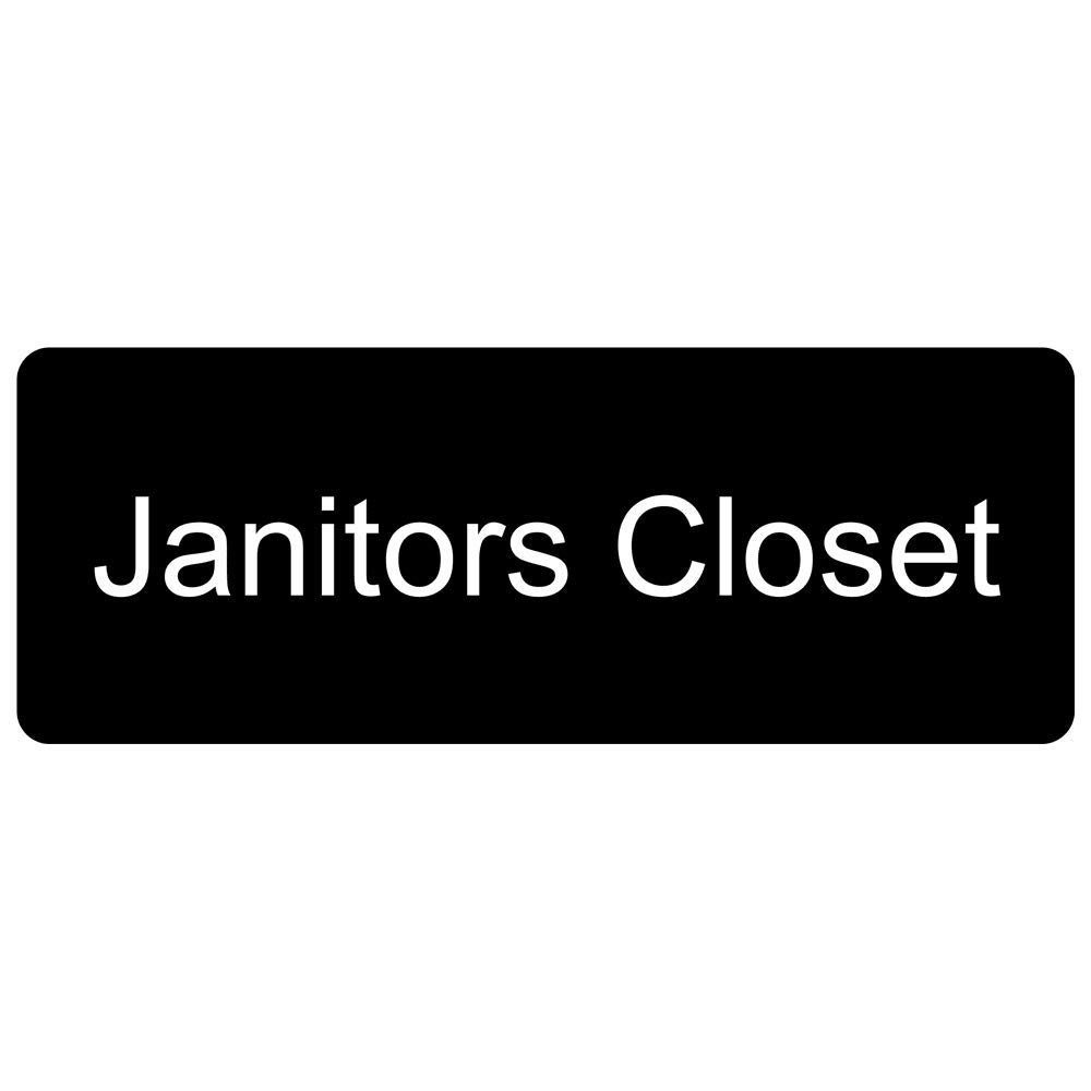 ComplianceSigns.com Janitors Closet Engraved Sign - 8x3 Inch White on Black Acrylic Wayfinding Sign - Made in USA - Perfect for Office Buildings, Schools & Maintenance Areas