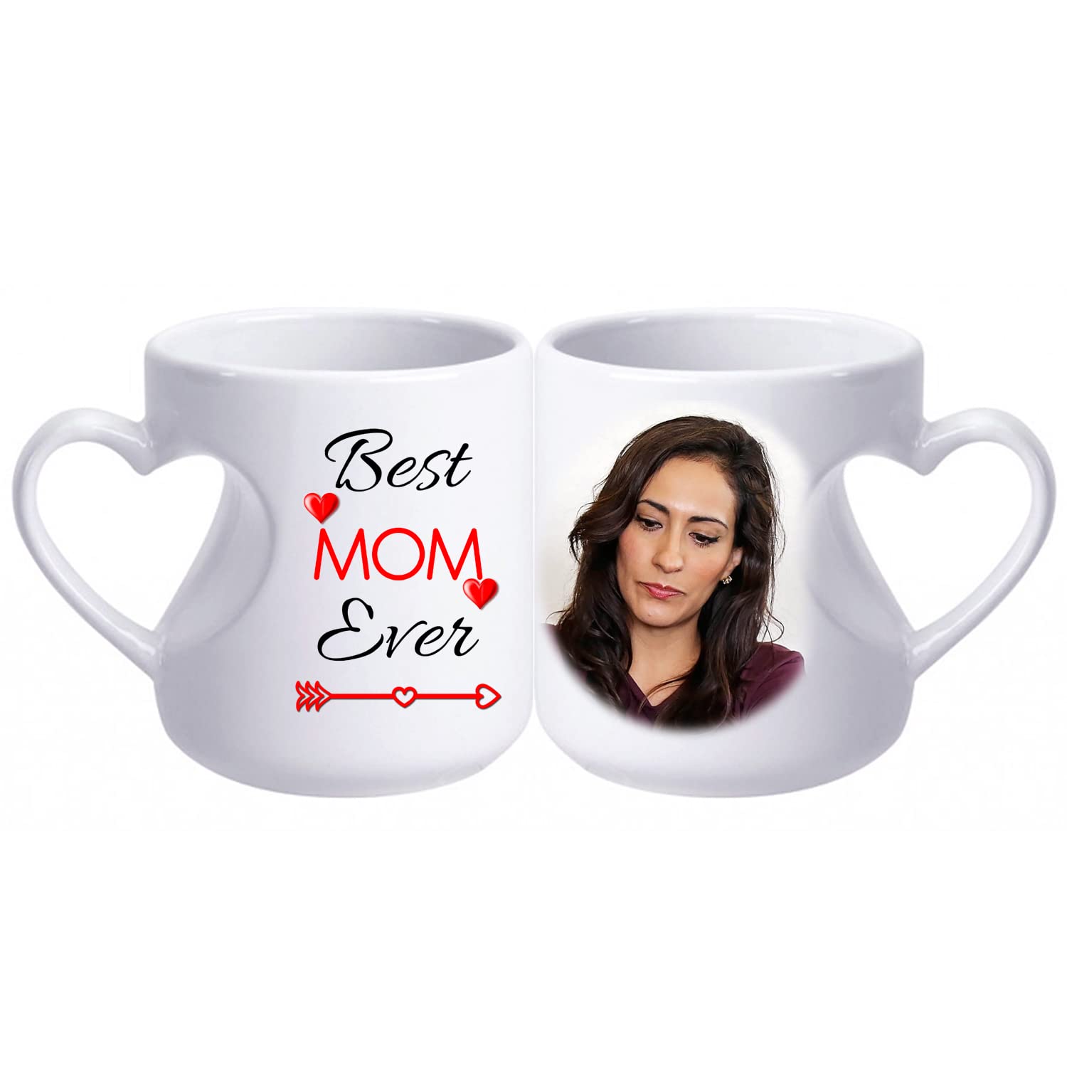 Custom Personalized Mother's Day Coffee Mug - Best Mom Ever Ceramic Mug with Photo - Heart Shaped Gift for Mom Birthday, Valentine's Day - Perfect for Coffee, Tea & Hot Chocolate at Home or Office