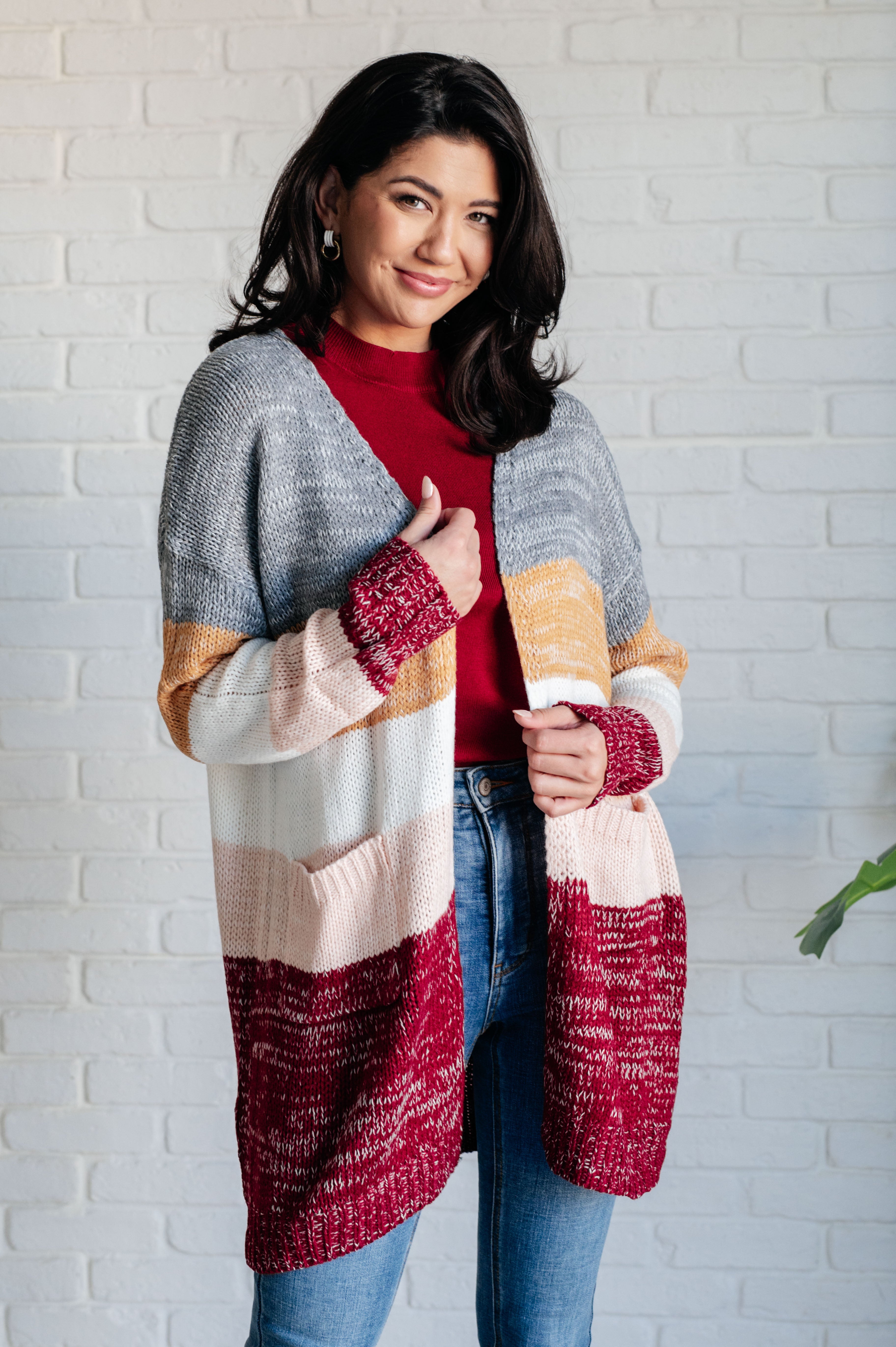 Stylish Color Block Cardigan for Women - Soft Warm Knit Sweater | Perfect for Fall Layering, Office Wear & Casual Outfits