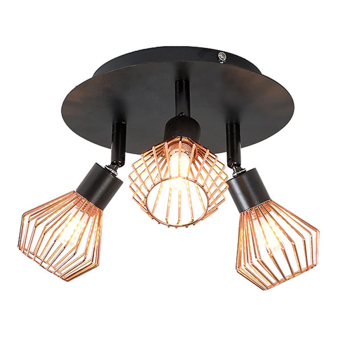 XLH 15W LED Ceiling Light - Adjustable 3-Head Modern Iron Hollow Design for Bedroom & Living Room - Energy Efficient White Lighting for Home & Office Decor