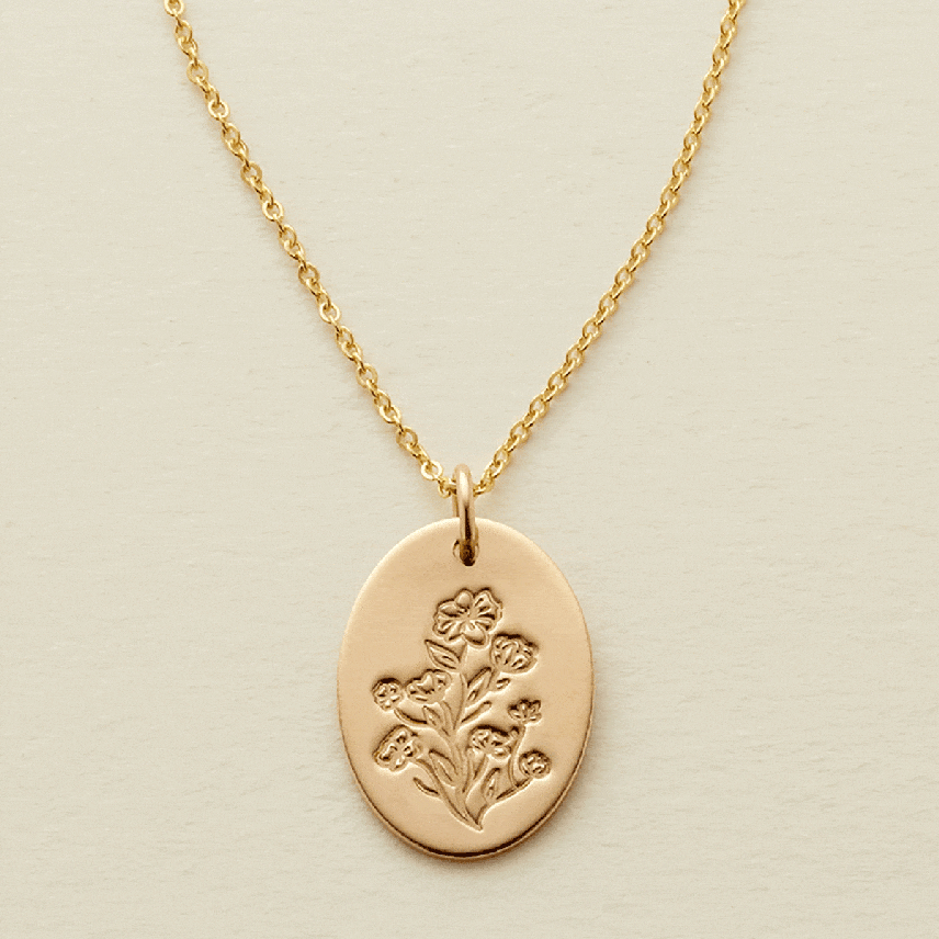 Gold Filled Floral Oval Disc Necklace - 3 Bloom Pendant for Women | Elegant Gift for Mom, Daughter, Sister | Perfect for Weddings, Anniversaries & Special Occasions