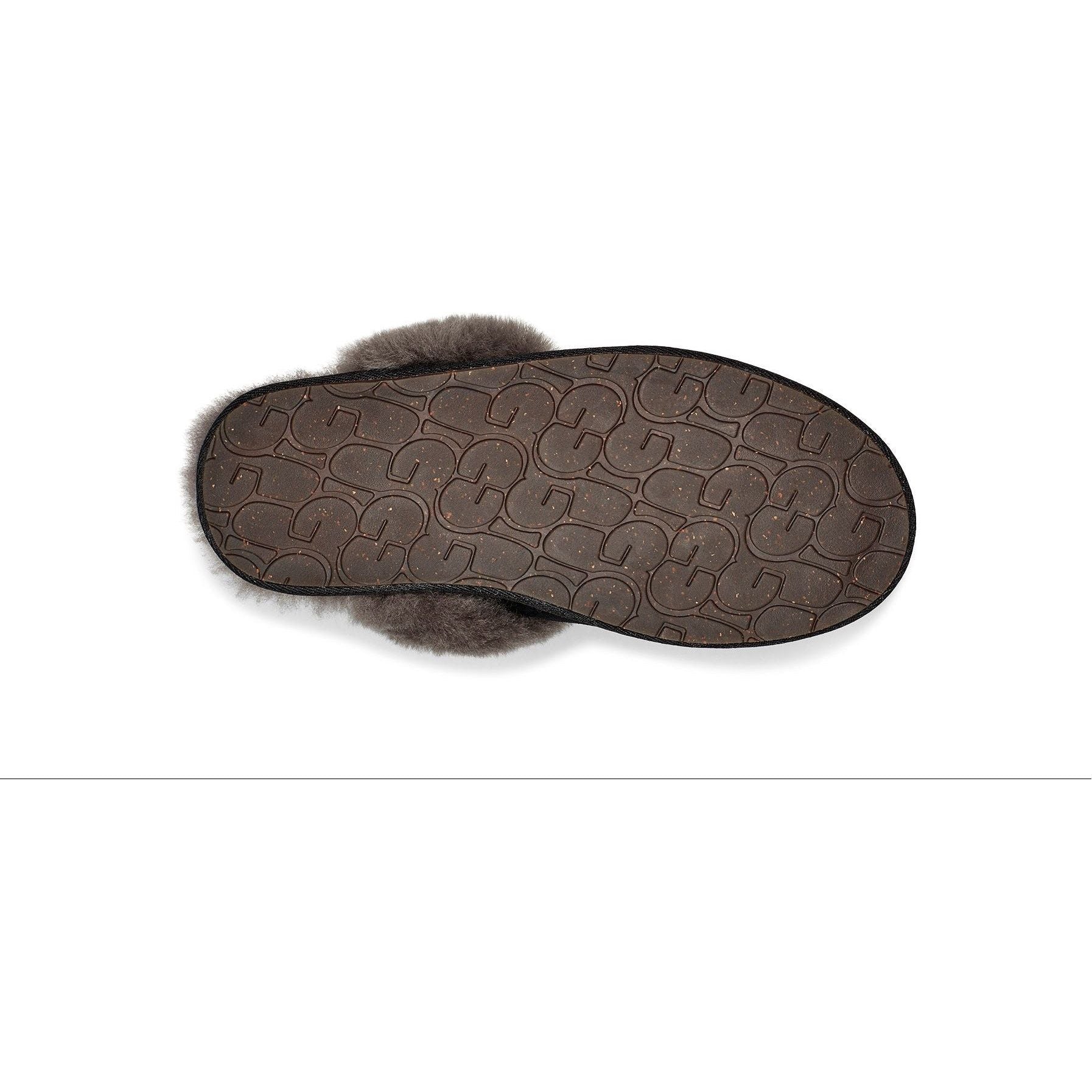 UGG Women's Scuffette II Slippers - Cozy Indoor/Outdoor House Shoes with Soft Fleece Lining for Winter Comfort (Black Grey) - Perfect for Lounging at Home, Running Errands & Cold Weather Wear