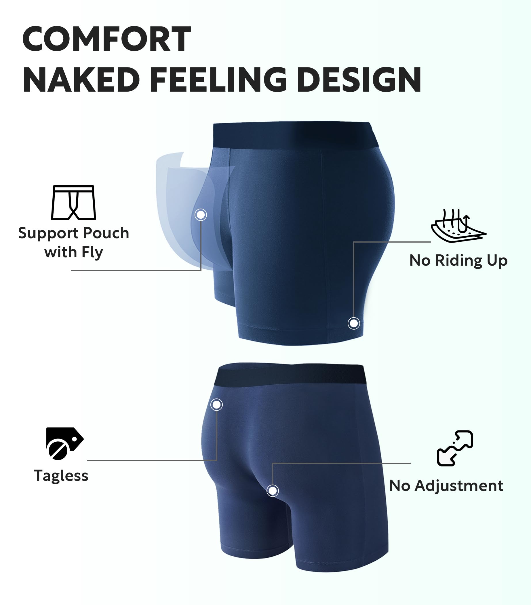 DAVID ARCHY Men's Ultra Soft Micro Modal Boxer Briefs - Moisture Wicking, Seamless Underwear 4-Pack for All-Day Comfort - Perfect for Workout, Travel & Everyday Wear