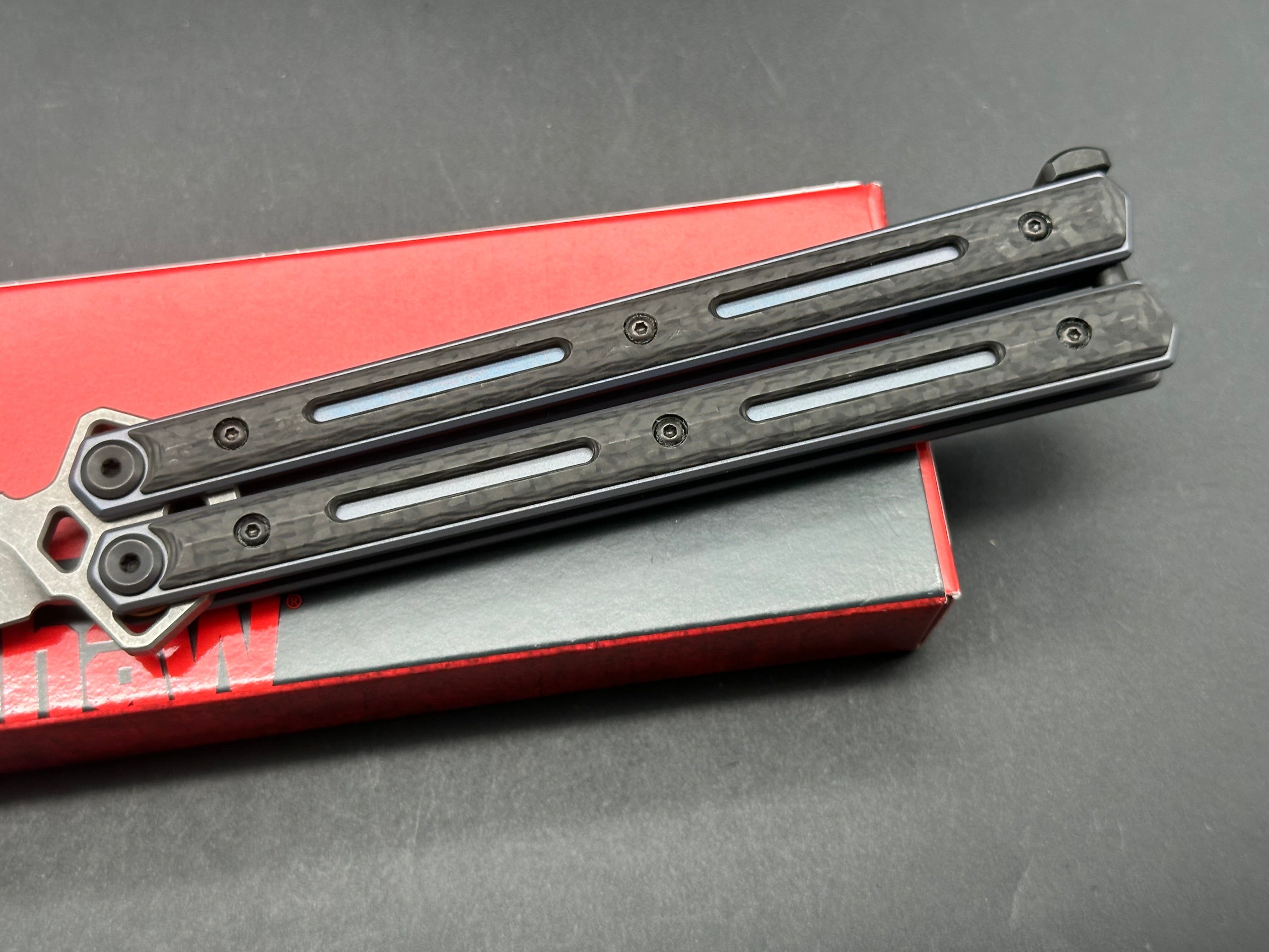 Kershaw Lucha CF Balisong Butterfly Knife - Premium Carbon Fiber Handle, Razor Sharp Blade for EDC, Outdoor, and Tactical Use