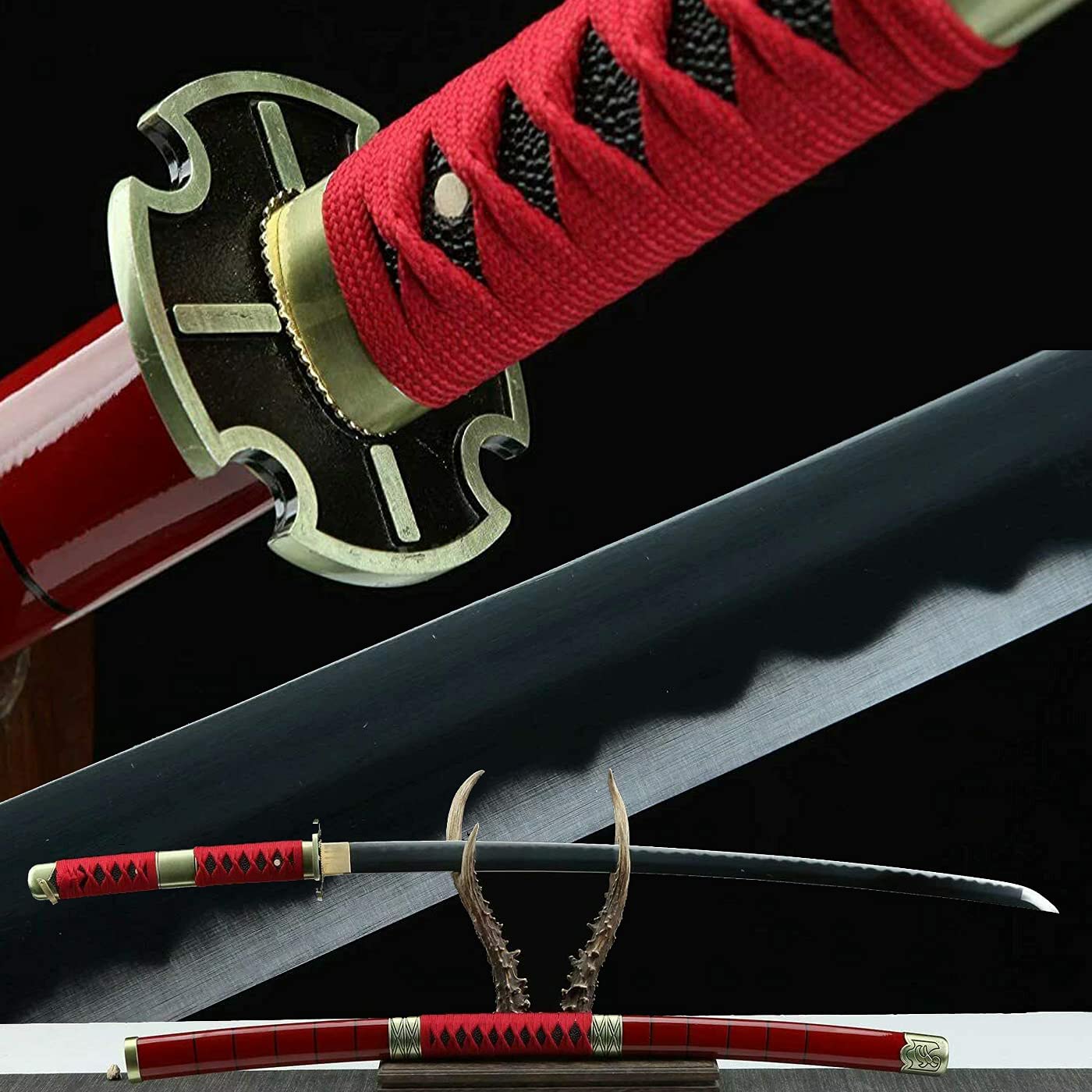 Handmade One Piece Roronoa Zoro Katana - YAMA ENMA Japanese Anime Cosplay Samurai Sword with Purple Blade | Authentic Replica for Collectors & Cosplay Enthusiasts | Perfect Gift for Men & Women | Anime Convention, Display, Martial Arts Training