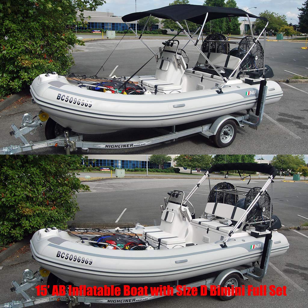 Seamax Bimini Top for Inflatable, Fiberglass & Aluminum Boats - UV Protection & Water Resistant Canopy Cover for Shade & Rain Protection - Perfect for Fishing, Cruising & Water Sports