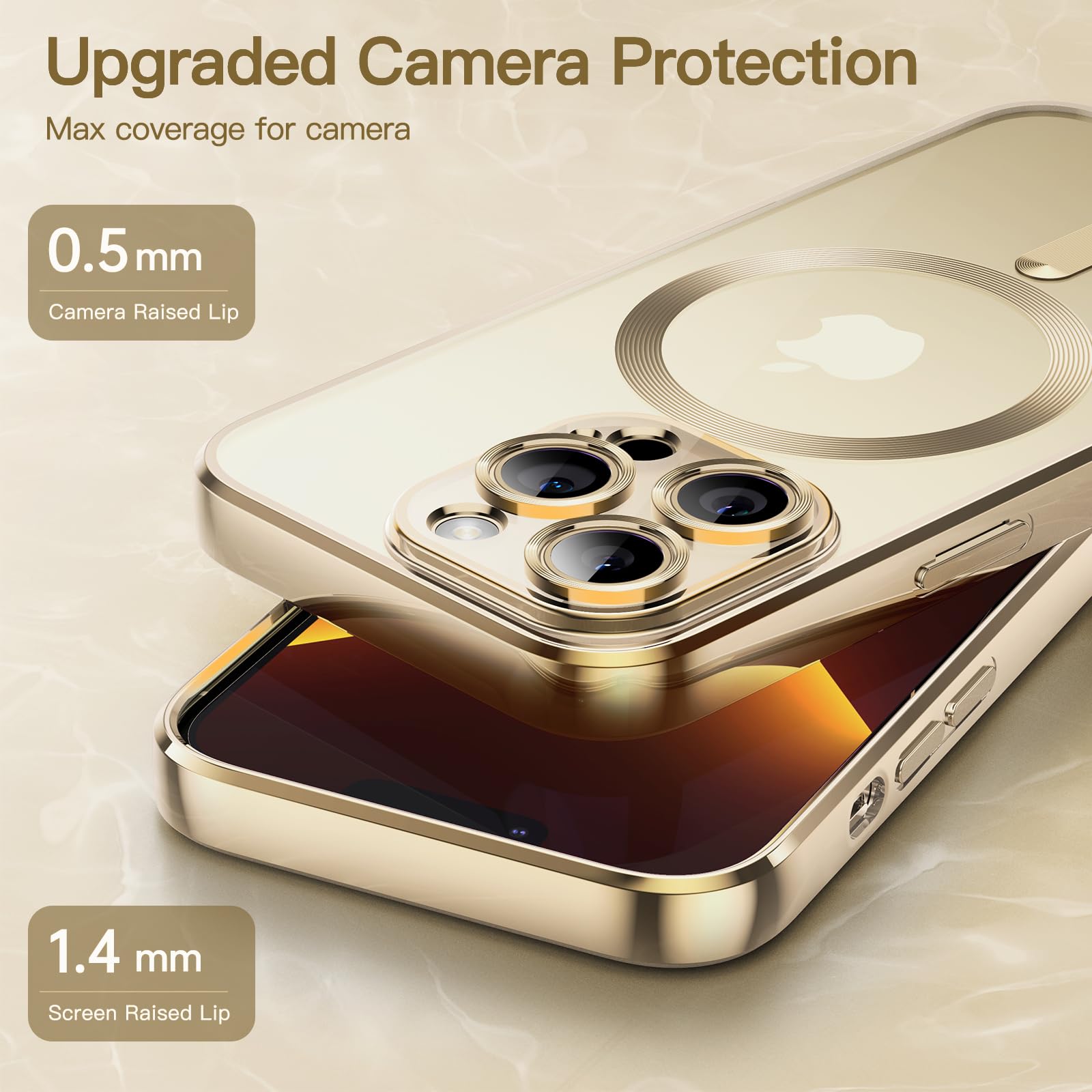 JETech Soft Clear Case for iPhone 13 Pro 6.1-Inch | Shockproof TPU Phone Cover with Full Camera Protection & MagSafe Wireless Charging | Gold Electroplated Design | Perfect for Everyday Use, Travel & Outdoor Activities