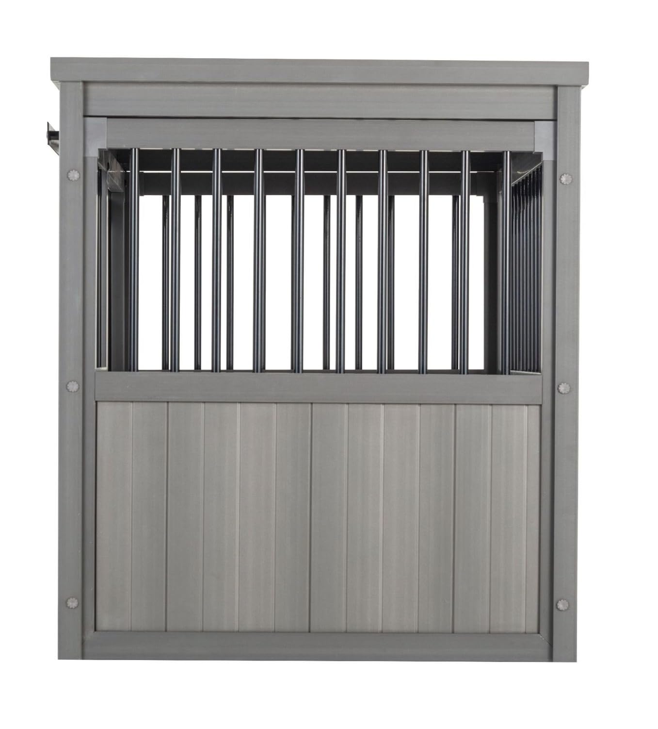 New Age Pet ECOFLEX Homestead Sliding Barn Door Dog Crate - Large Grey Furniture Style Pet Crate with Removable Cushions - Easy Assembly Durable Indoor Dog Kennel for Living Room, Bedroom or Office