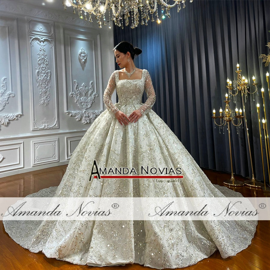 2022 New Arrivals Beaded Long Sleeve Wedding Dress NS4240 - Perfect for Bridal Ceremonies, Formal Events & Vintage Style Weddings