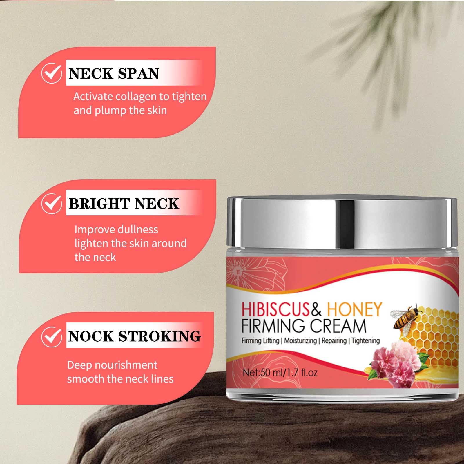 Hibiscus Honey Neck Firming Cream - Reduce Lines & Lift Skin for Daily Care