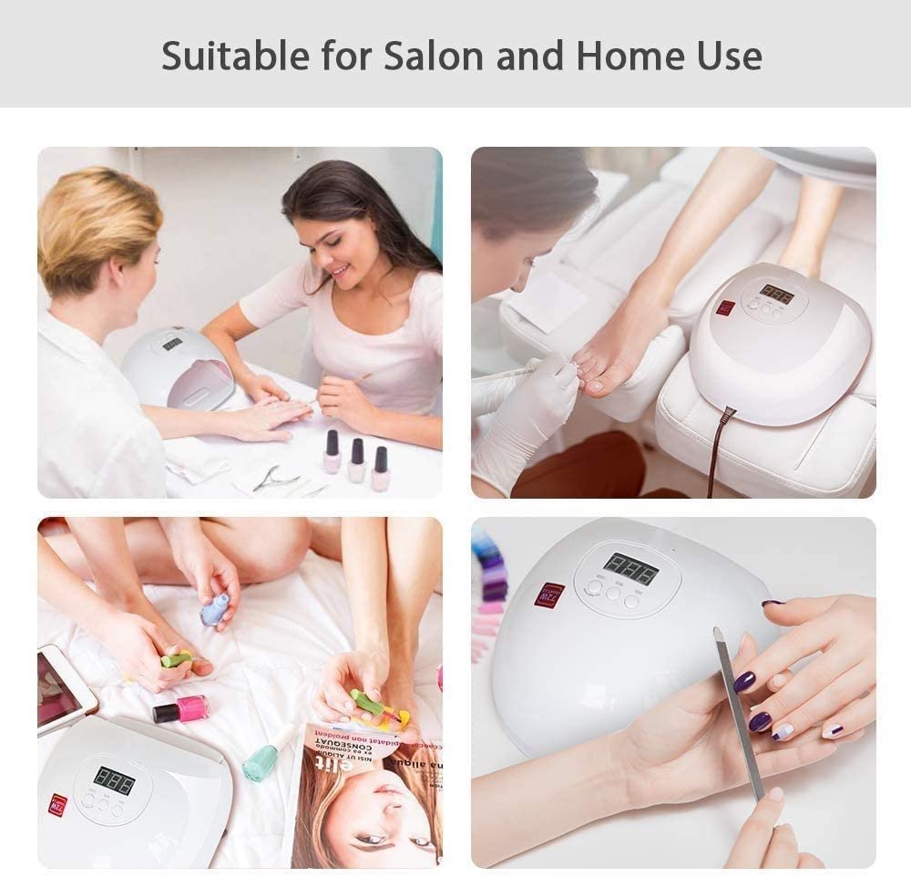72W Professional UV LED Nail Lamp for Gel Polish - 36 LED Nail Dryer with 3 Timer Settings, Pink Manicure Light for Women & Girls | Perfect for Home Salon, Valentine's Gift & Nail Art Enthusiasts